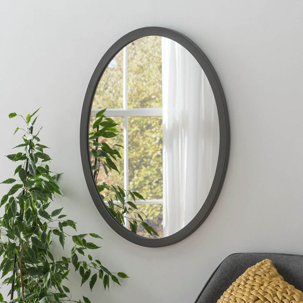 Classic dark grey oval mirror MirrorZone